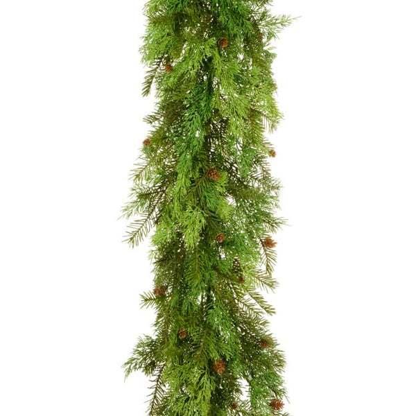 Deluxe 320cm cedar and pine garland with lush foliage, flexible design, durable for festive décor – Keans Claremorris
