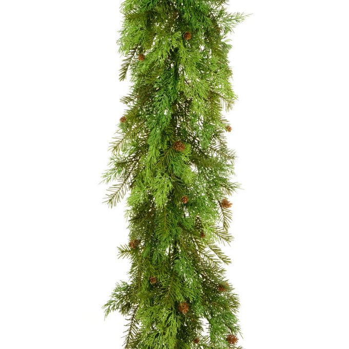 Deluxe 320cm cedar and pine garland with lush foliage, flexible design, durable for festive décor – Keans Claremorris
