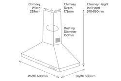 Belling 60cm Chimney Hood CHIM600RBLK in black, sleek design, efficient ventilation – available at Keans Claremorris.