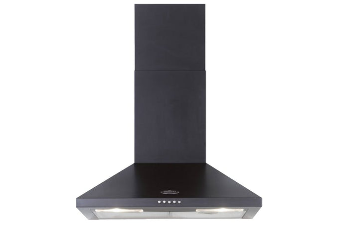 Belling 60cm Chimney Hood CHIM600RBLK in black, sleek design, powerful extraction – available at Keans Claremorris