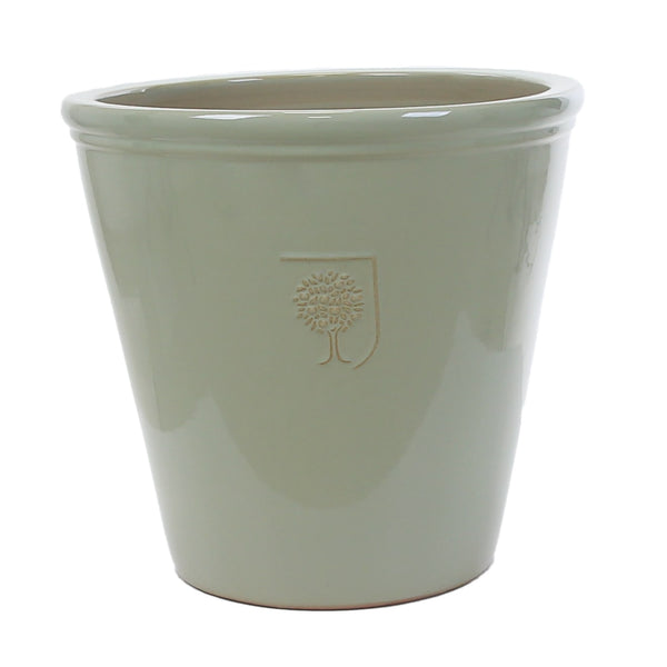 21cm RHS Classic Mint Green Frost Proof Hand-Finished Pot with Embossed Logo – Keans Claremorris