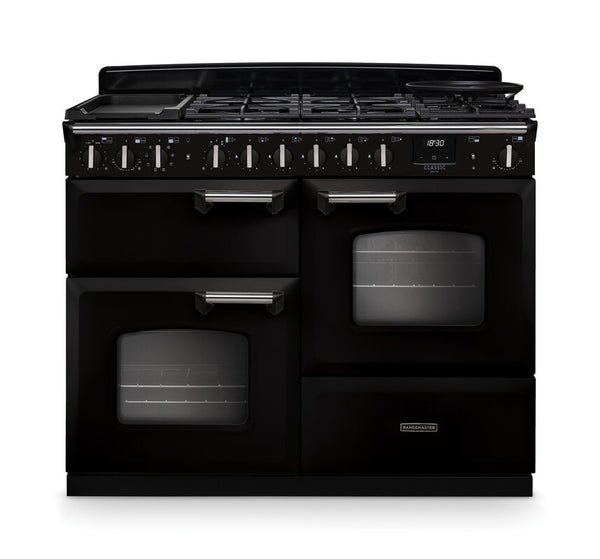 Rangemaster Classic Deluxe 110 Dual Fuel with Chrome Trim