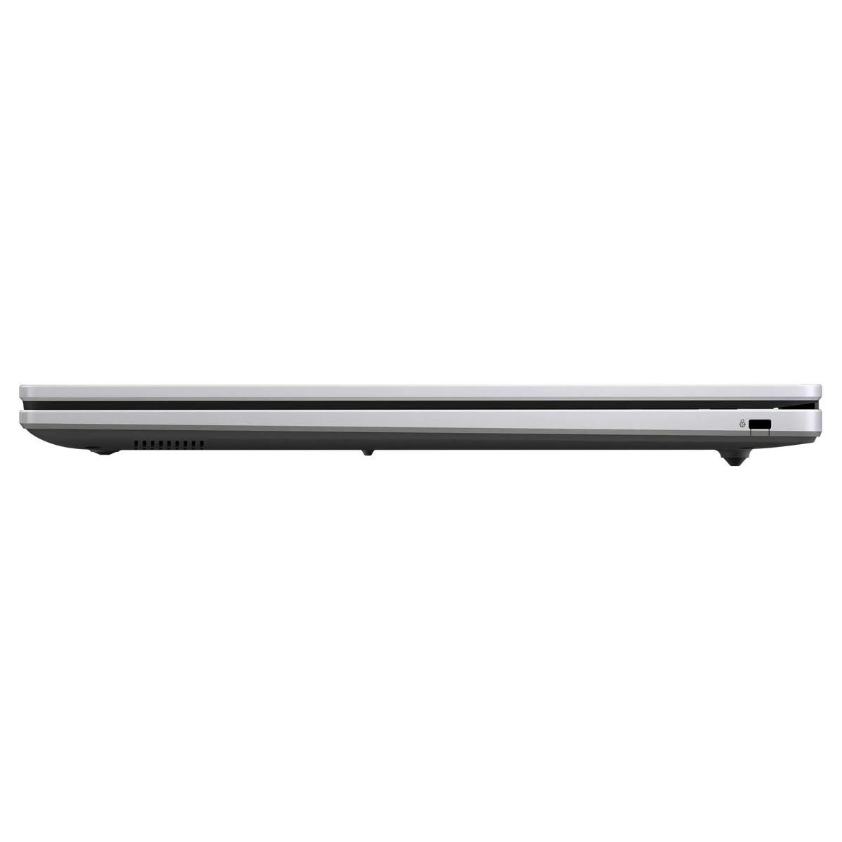 Closed ASUS Chromebook FHD Kompanio 540 in grey, side view showing slim profile and ports