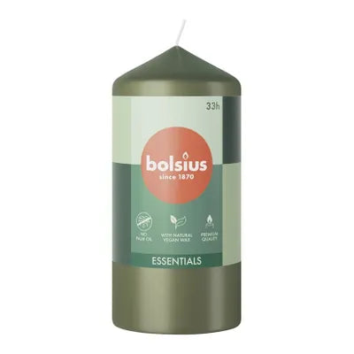 Bolsius Essentials Pillar Candle - 120x58mm - Olive Green