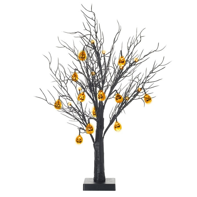 Black Light Up Pumpkin Tree 67cm - Image 1