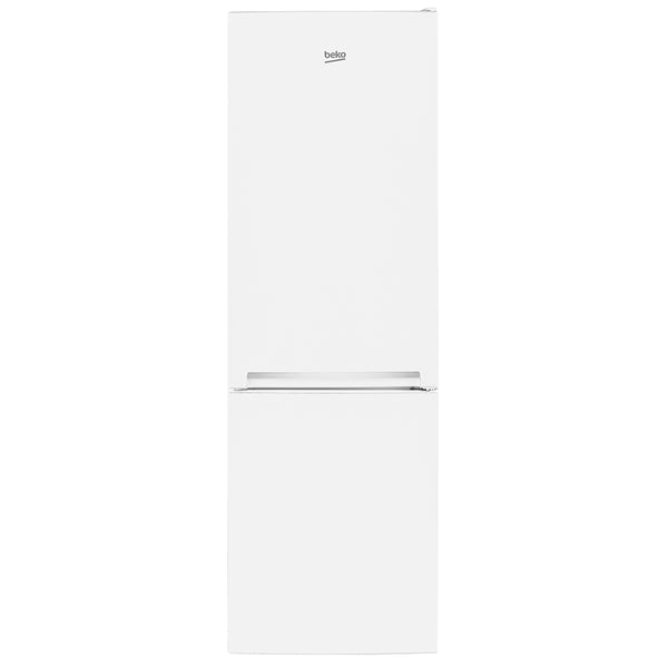 Beko 55cm white combi fridge freezer, 262L capacity, E rated, quiet 38dB, LED light, reversible door – available at Kean’s