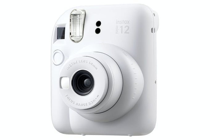 Instax Mini 12 Instant Camera in pastel color, compact design, easy instant photos - available at Keans Claremorris.