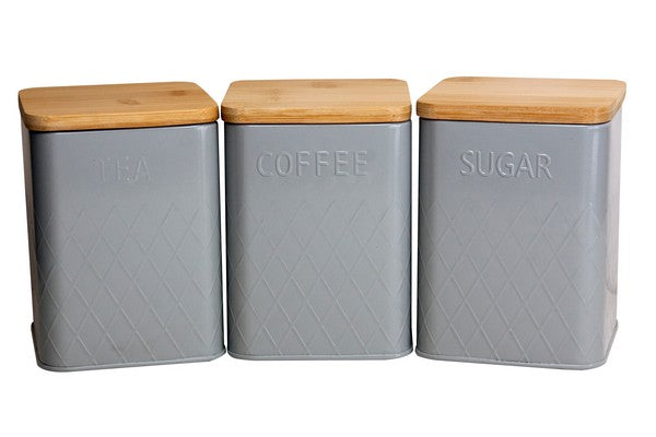 Canister Grey Set 3  - Tea Coffee Sugar Keans Claremorris