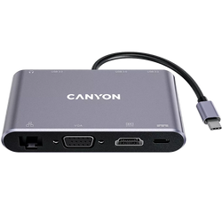 Canyon 8-port USB-C Hub DS-14 with 4K HDMI, Gigabit Ethernet, USB 3.0, VGA, audio jack, 100W PD charging – Keans Claremorris