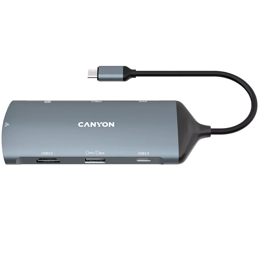 Canyon 8 port USB-C Hub DS-15 with 4K HDMI, Gigabit Ethernet, USB 3.1, SD card reader, 100W PD charging – Keans Claremorris