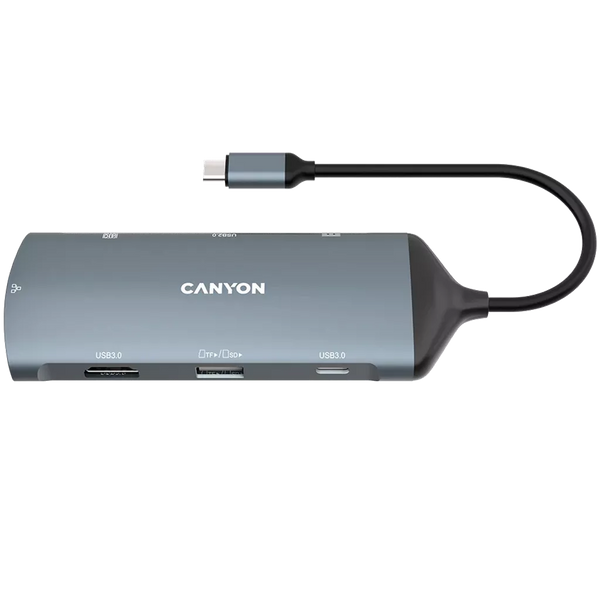Canyon 8 port USB-C Hub DS-15 with 4K HDMI, Gigabit Ethernet, USB 3.1, SD card reader, 100W PD charging – Keans Claremorris