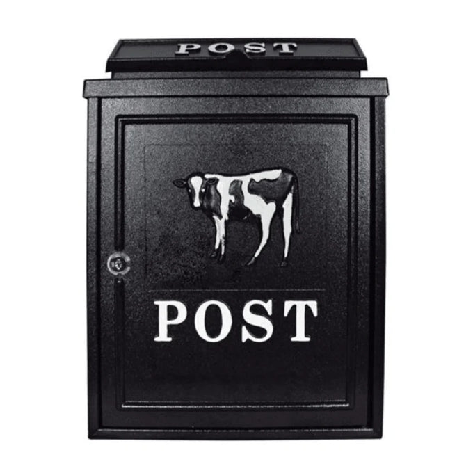 Cast Post Box - Black Cow Design Keans Claremorris