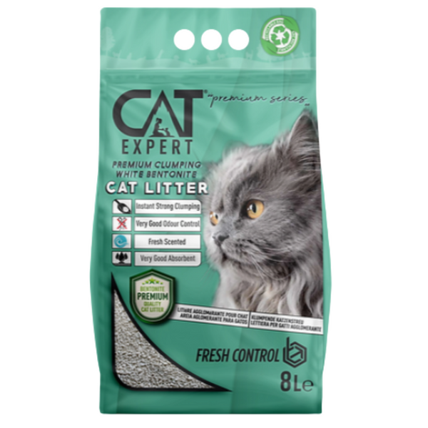 Cat Expert Fresh Control Clumping Litter 8L, ultra absorbent, odour control, low dust, fresh scented, Keans Claremorris