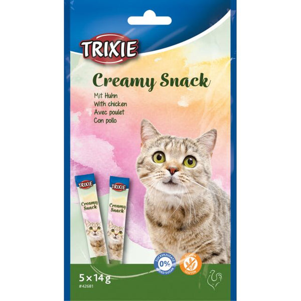 Cat Treats Creamy Chicken Snack, vitamin-rich lickable liquid, boosts hydration & vision, gluten-free, 5x14g tubes - Keans