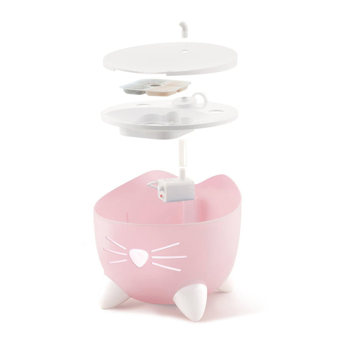 Catit Pixi Fountain Light Pink pet water fountain, compact design, available at Keans Claremorris