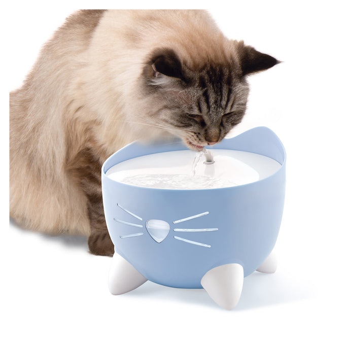 Catit Pixi Fountain Light Blue pet water fountain for cats, compact design, available at Keans Claremorris