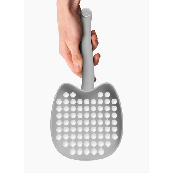 Catit Pixi Grey Cat Litter Scoop with wide surface, large openings, durable design, and hook for storage – Keans Claremorris