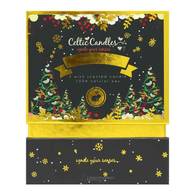 Celtic Candle 4 Wick Christmas Gold Candle Incl Bag Keans Claremorris
