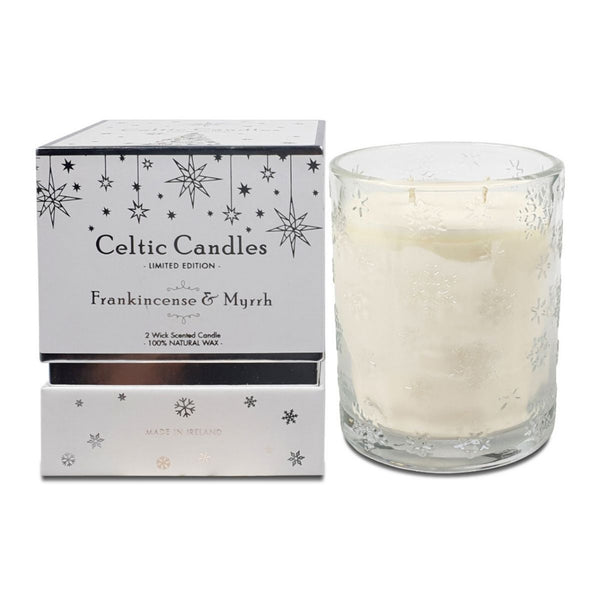 Celtic Candle Double Wick Christmas  Francinsense and Myrrh Keans Claremorris