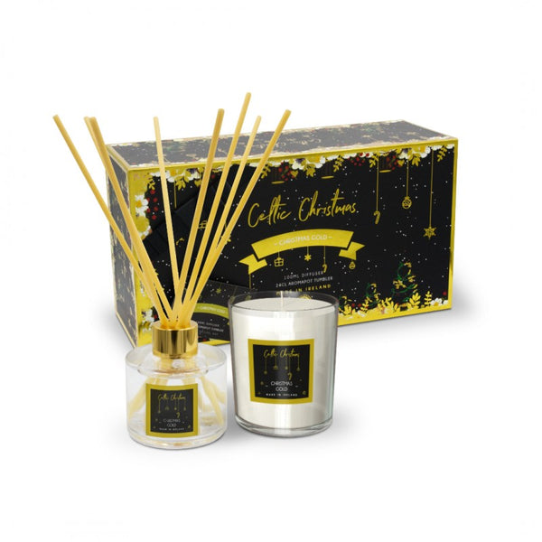 Celtic Candle Gift Box Mini Christmas Gold Keans Claremorris