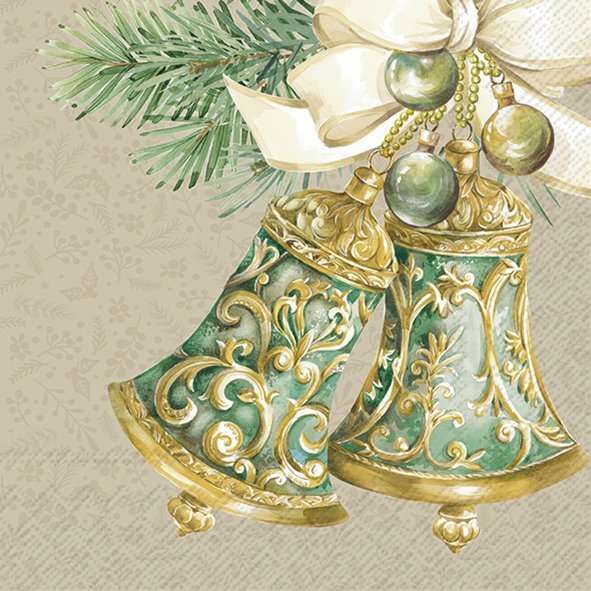 Christmas Bells Brown Lunch Napkins Keans Claremorris