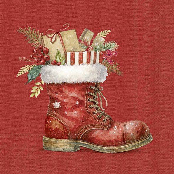 Christmas Boot Red Lunch Napkins Keans Claremorris
