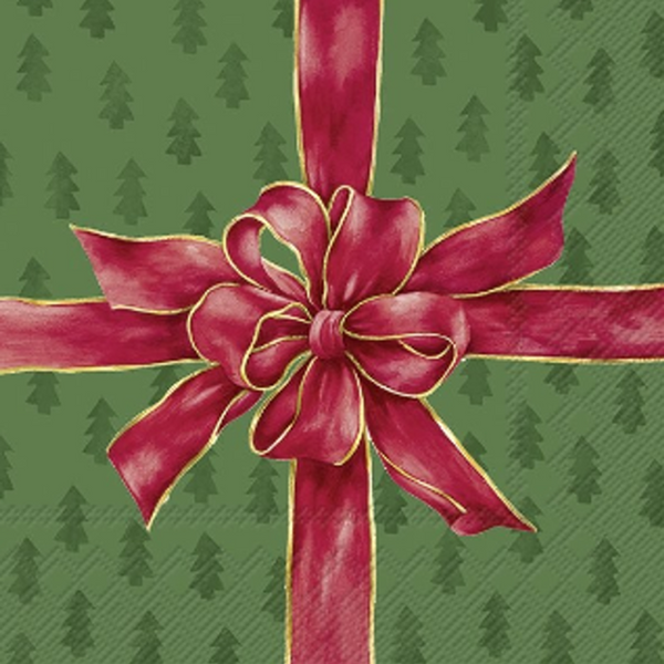 Christmas Bow Green Red Lunch Napkins Keans Claremorris