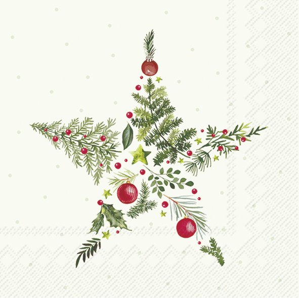 Christmas Branches Star L.Gr. Lunch Napkins Keans Claremorris