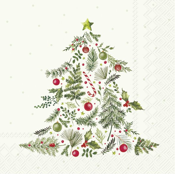 Christmas Branches Tree L.Gr Lunch Napkins Keans Claremorris