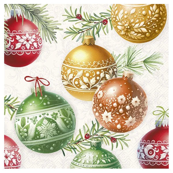 Christmas Bubbles Cream Lunch Napkins Keans Claremorris
