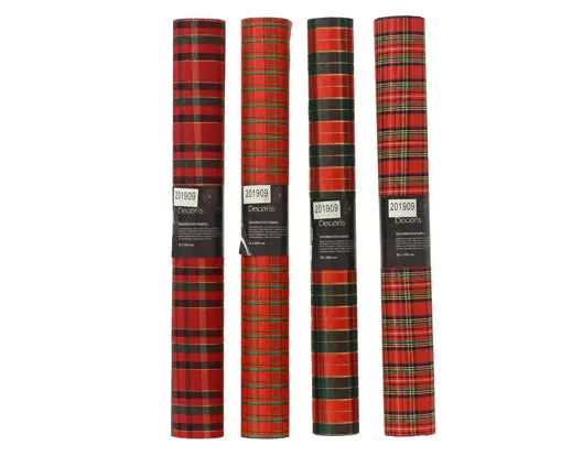 Christmas Check Fabric Decoration – Polyester (4 Assorted Designs, 200cm) Keans Claremorris