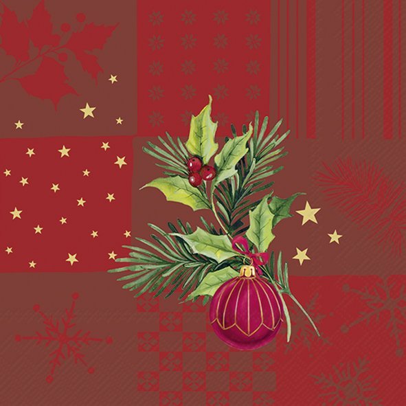 Christmas Elements Squares Red Lunch Napkins Keans Claremorris