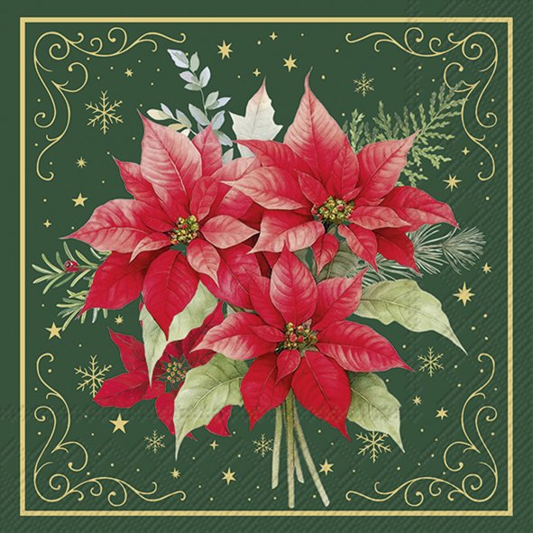 Christmas Flowers Green Lunch Napkins Keans Claremorris