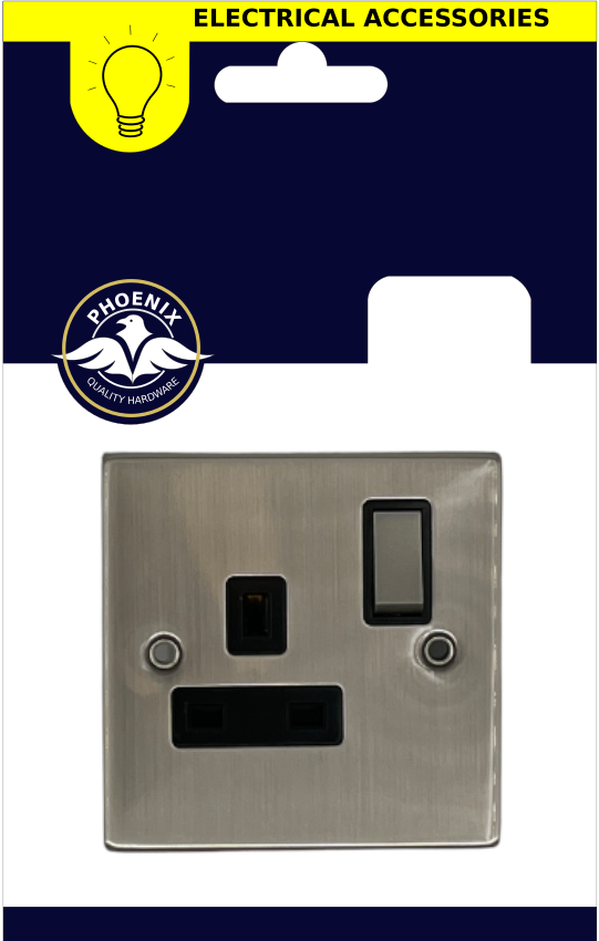 Chrome Nickel 1 Gang Double Pole Switched Socket Keans Claremorris