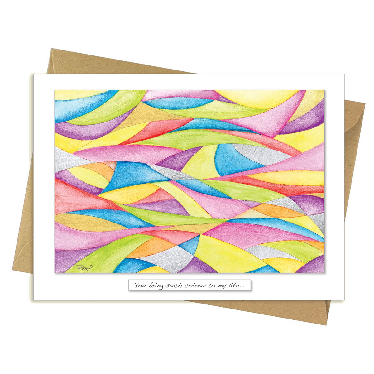 Colour Card with heartfelt message about joy, love, and friendship, brightening grey days – available at Keans Claremorris.