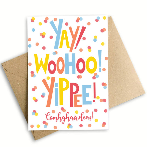 Yay! Congratulations Card with eco-friendly envelope, A6 size, 350gsm silk card, greeting for new baby – Keans Claremorris