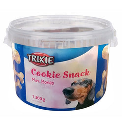Cookie Snacks Mini Bones dog treats with real lamb, small 2cm size, resealable tub, 1.3kg – Keans Claremorris