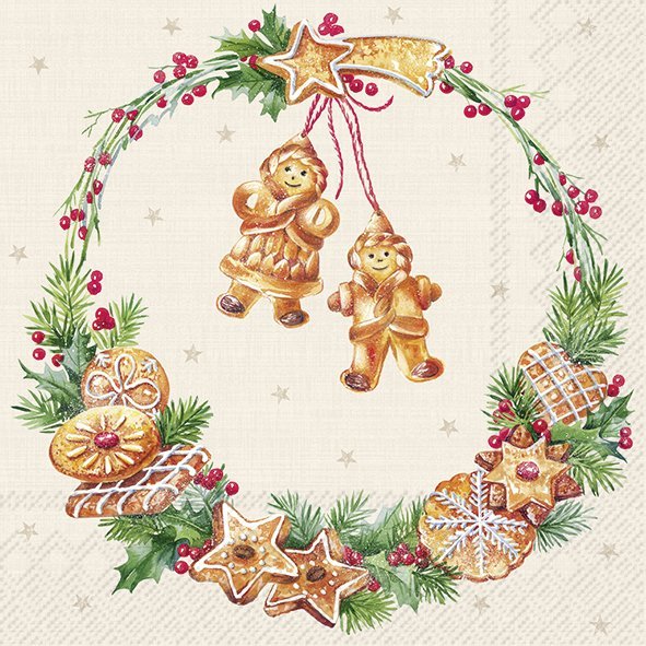 Cookie Wreath Cream Lunch Napkins Keans Claremorris