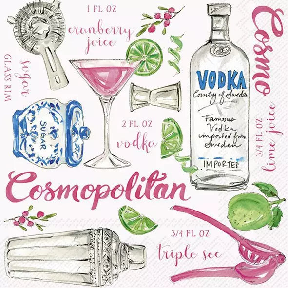 Cosmopolitan Cocktail Napkins Keans Claremorris