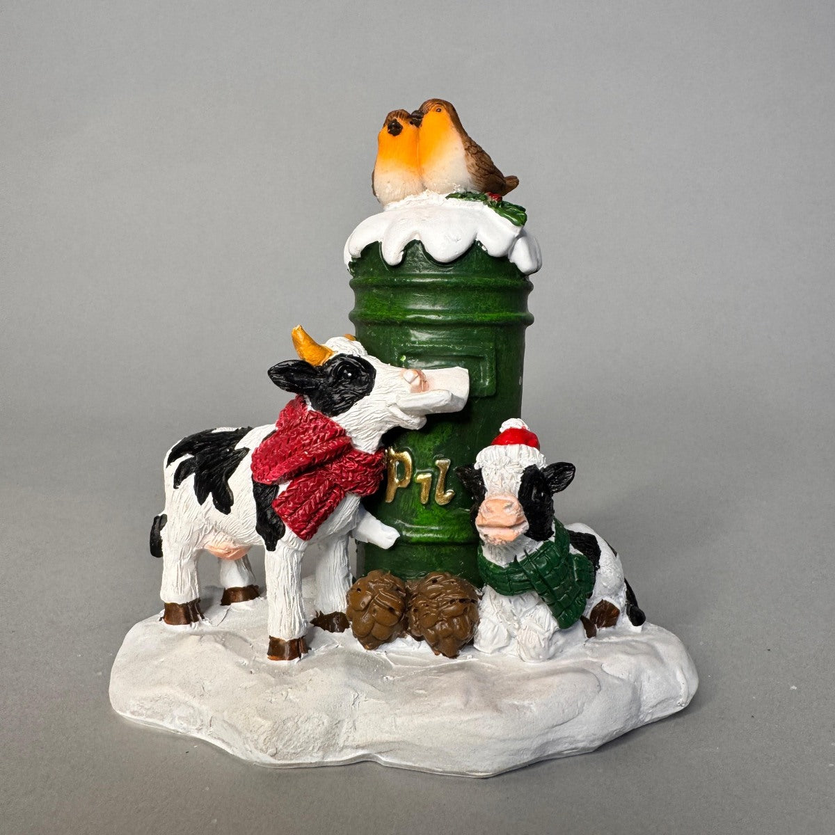  Cows with Santa Hats Beside Post Box – 8.5cm Keans Claremorris