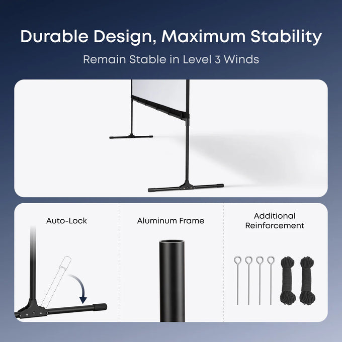 Nebula 100-Inch Outdoor Projector Screen with Stand - Image 4