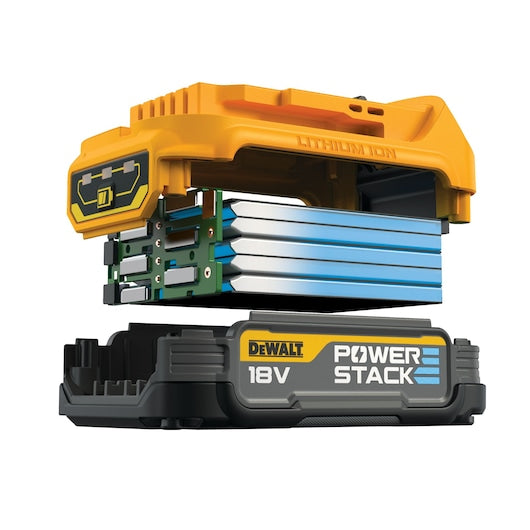 DEWALT DCBP034 XR 18V 1.7Ah Li-ion Powerstack Slide Battery – High Performance, Available at Keans Claremorris