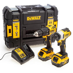 Dewalt 18V XR Combi Drill & Impact Driver Kit with 2x5Ah Batteries, Brushless Motor, Compact Design - Keans Claremorris