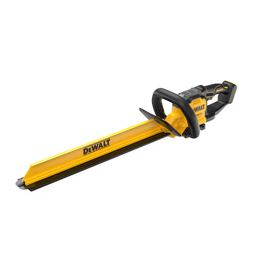 DeWalt XR 18V hedge trimmer with 60cm yellow blade and black handle, bare unit only.