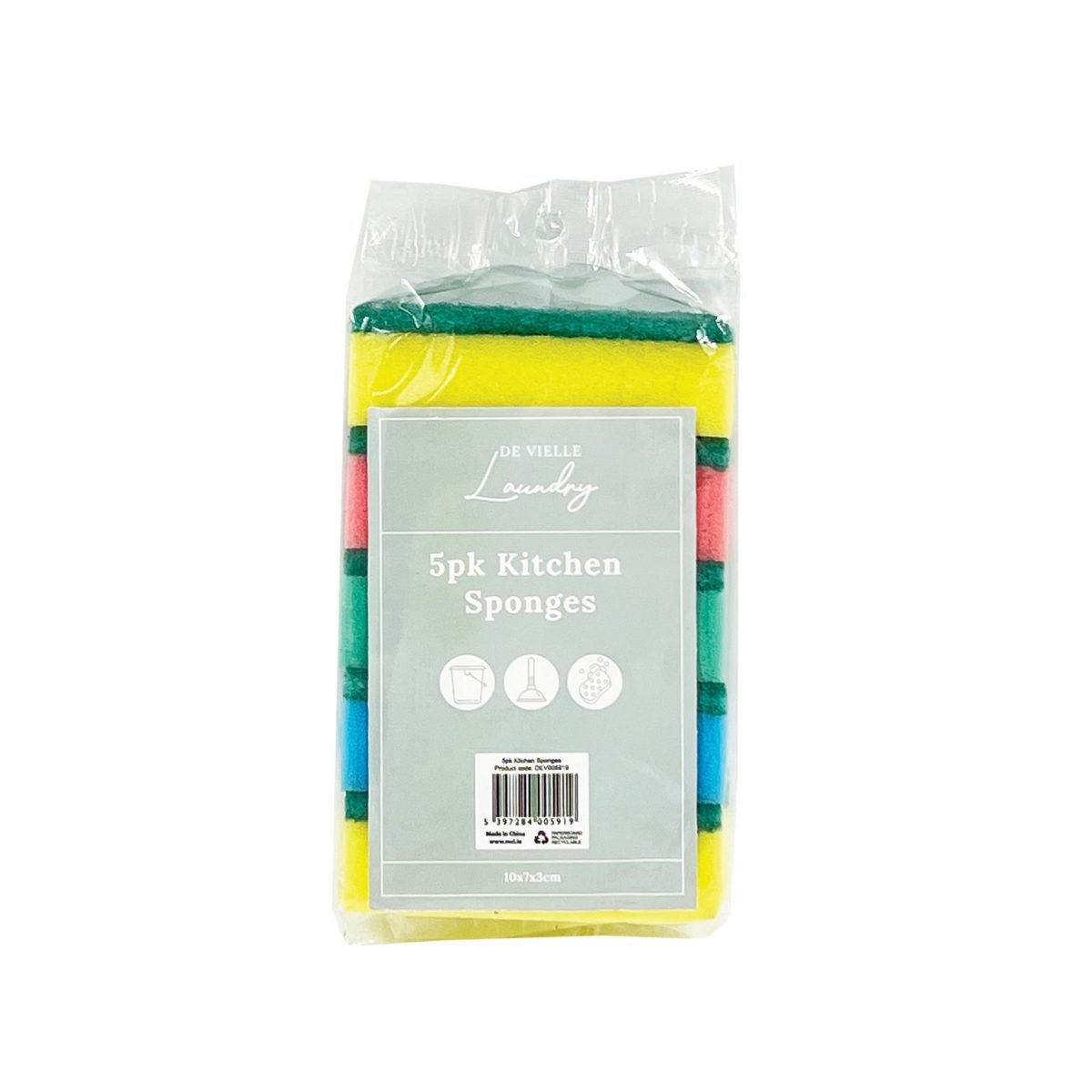 De Ville 5-pack super absorbent kitchen sponge scourers for cleaning and spillages – durable and long-lasting | Keans