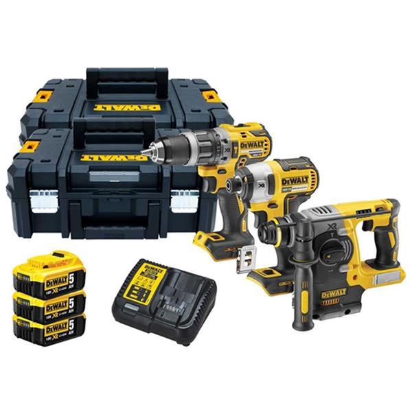 DEWALT DCK368P3T 18V XR Triple Kit with brushless combi drill, impact driver, SDS hammer drill, 3x 5.0Ah batteries – Keans