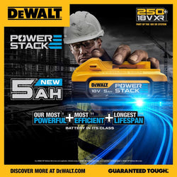 DeWalt 5.0Ah Powerstack Battery DCBP518 high-capacity compact battery – available at Keans Claremorris.