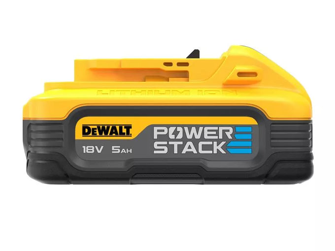 DeWalt 5.0Ah Powerstack Battery DCBP518, 18V Li-Ion, LED charge indicator, impact-resistant, compatible with DeWalt XR tools