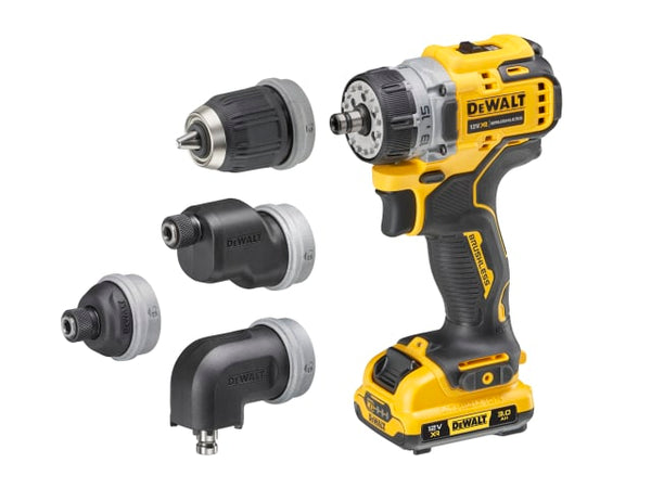 Dewalt 12V Multi-head Drill Driver with 4 heads, brushless motor, 2x3.0Ah batteries - Keans Claremorris