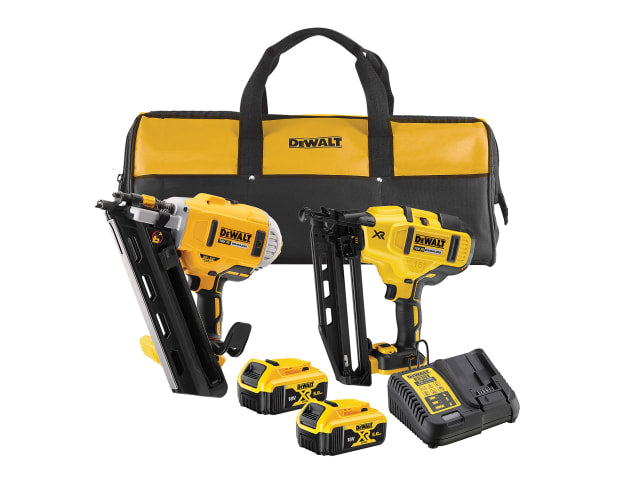 Dewalt DEWDCK2046P2 Twin Nailer Kit 18V with 2x 5.0Ah batteries, brushless motors, charger, and tool bag – Keans Claremorris
